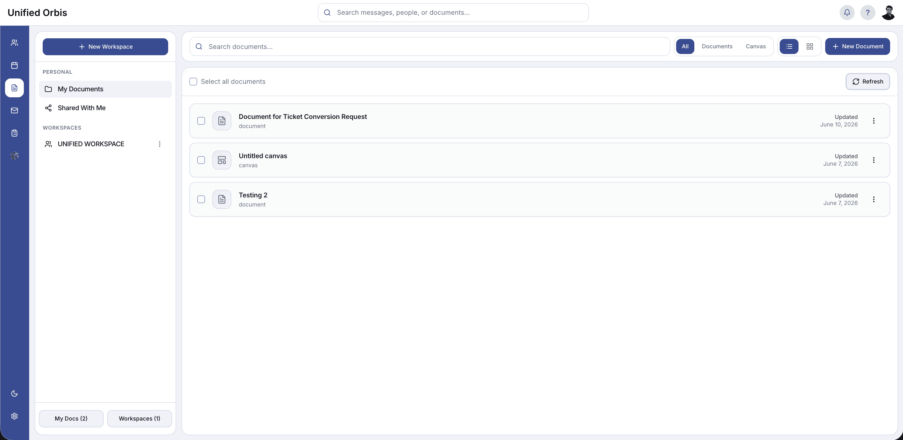 Unified Orbis document workspace for engineering knowledge