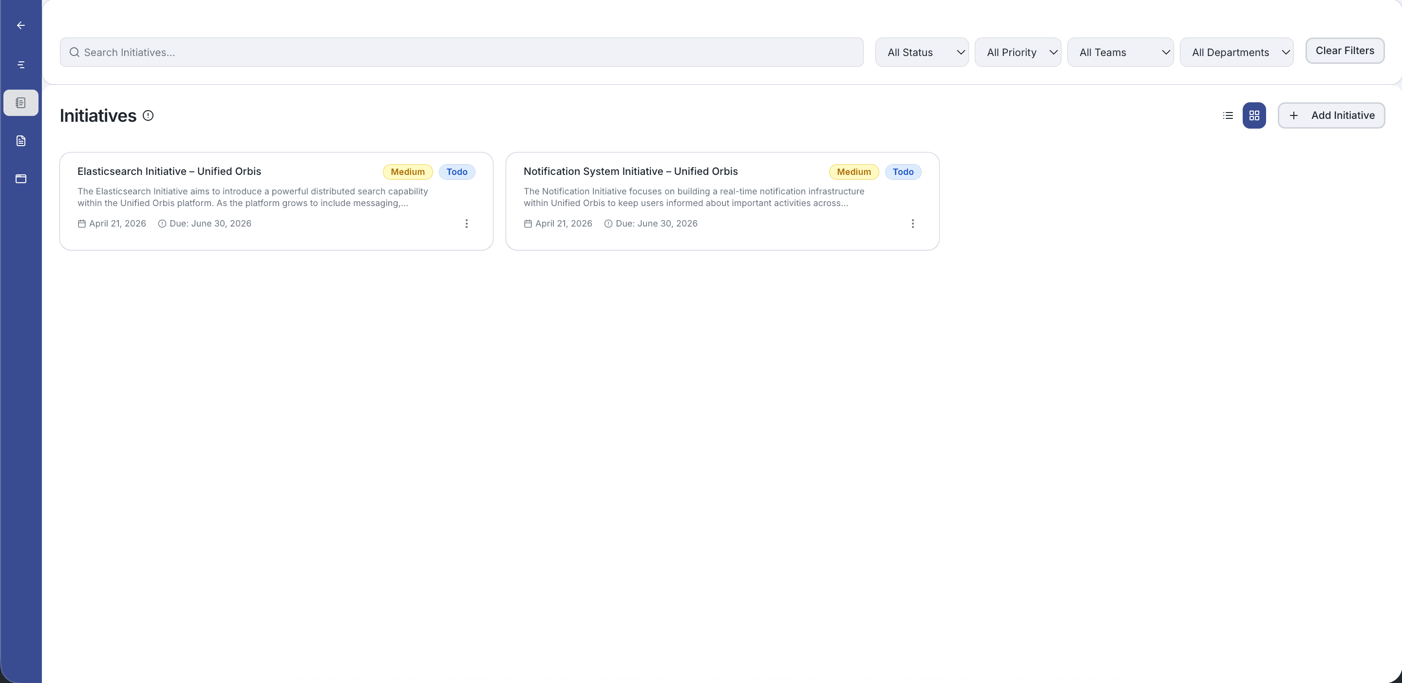 Unified Orbis project workspace and work hierarchy